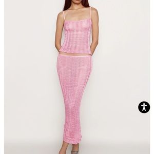 Danielle Guizio Slinky Rib Knit Midi Skirt in Primrose